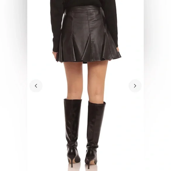 AVEC LES FILLES Black Faux Leather A-line Mini Skirt - Picture 2 of 2